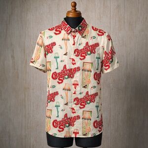 A Christmas Story Men’s Short Sleeve Button-Up Shirt | NEW